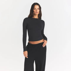 COTTON JERSEY LONG SLEEVE T-SHIRT | SOOT