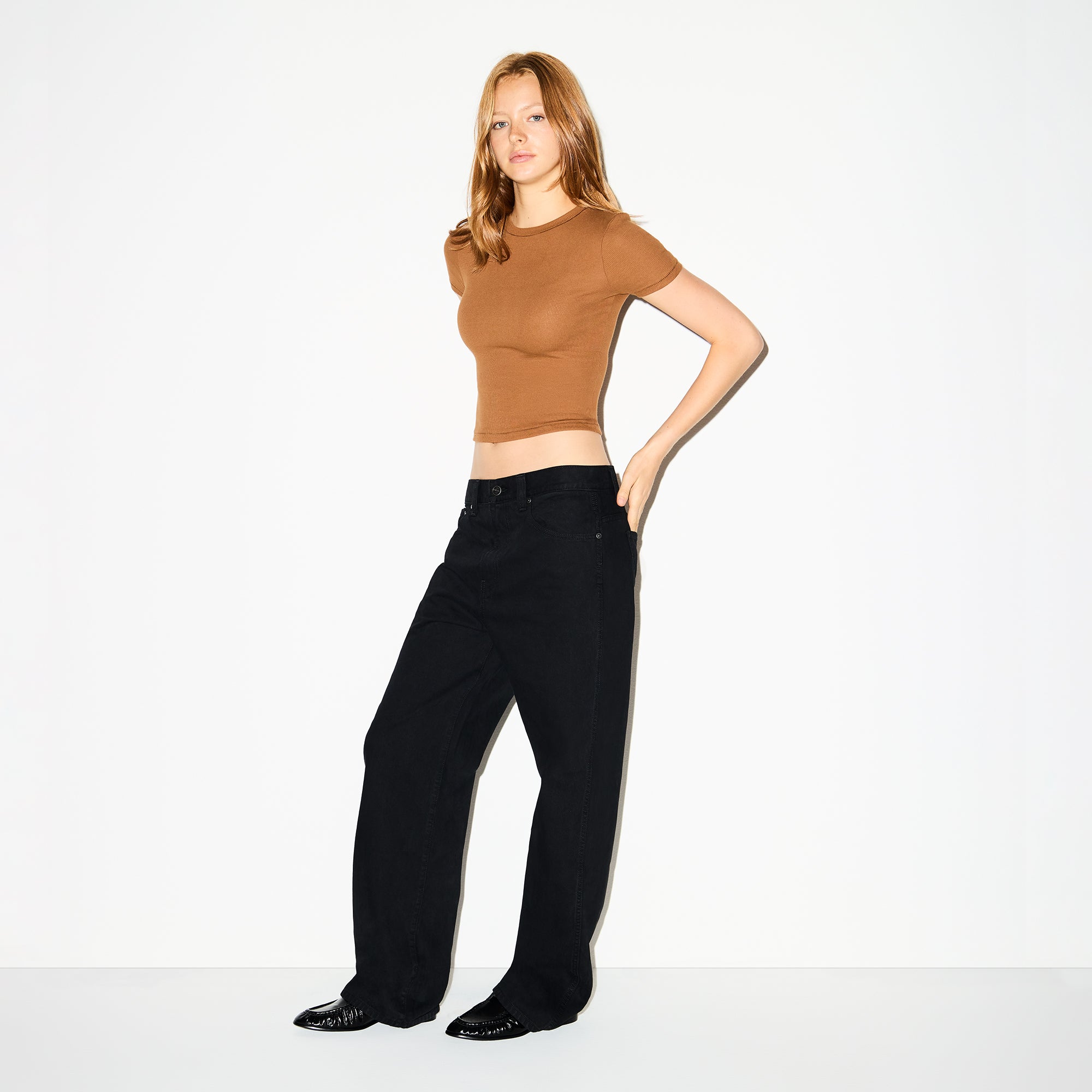 COTTON RIB T-SHIRT | CHAI