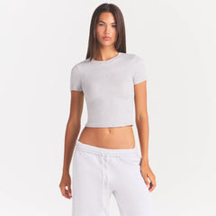 COTTON RIB T-SHIRT | LIGHT HEATHER GREY