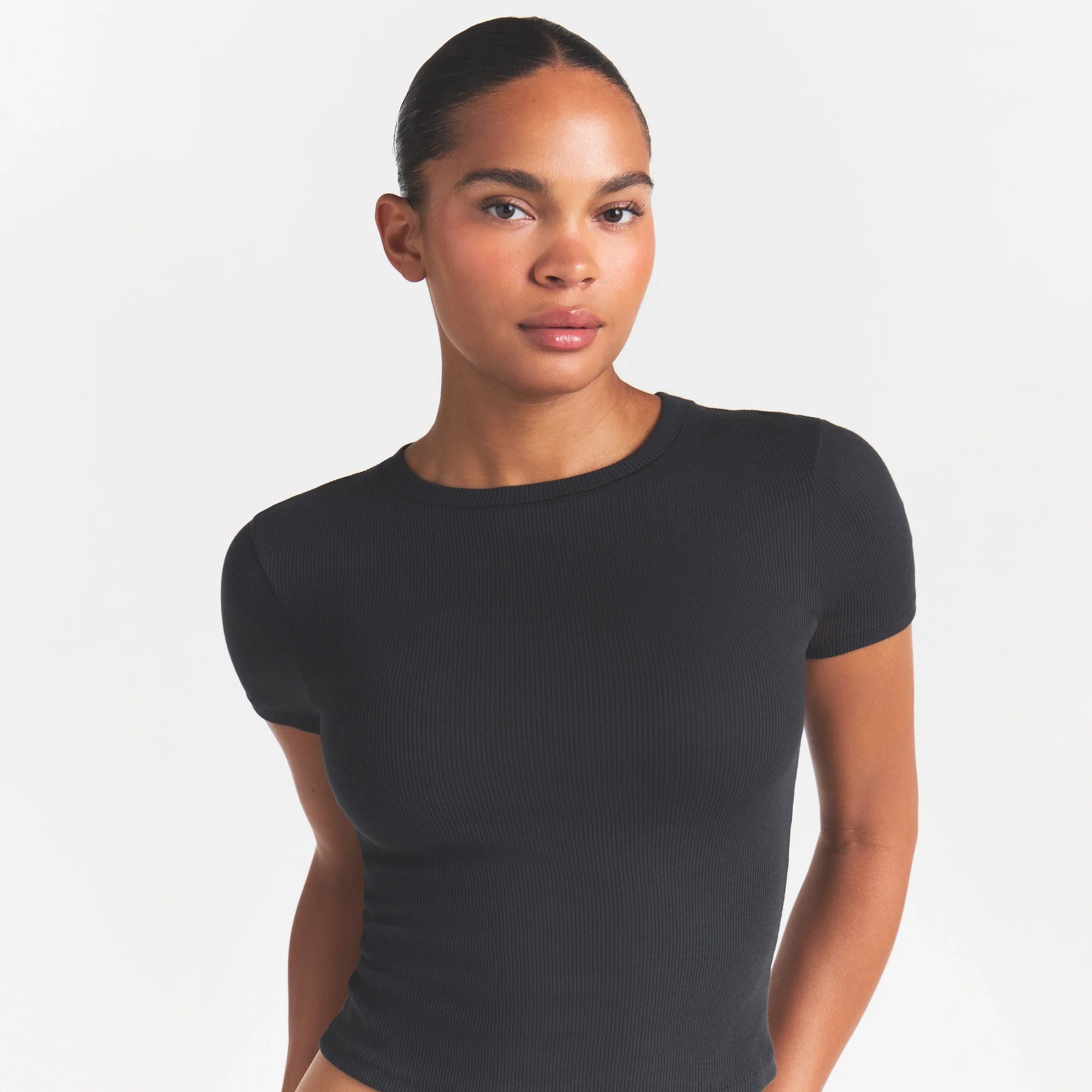 COTTON RIB T-SHIRT | SOOT