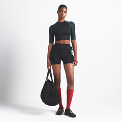 NikeSKIMS SHINE PADDED HALF SLEEVE CROP TOP | OBSIDIAN AND DARK TEAL