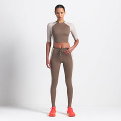 NikeSKIMS SHINE PADDED HALF SLEEVE CROP TOP | TRUFFLE AND STONE