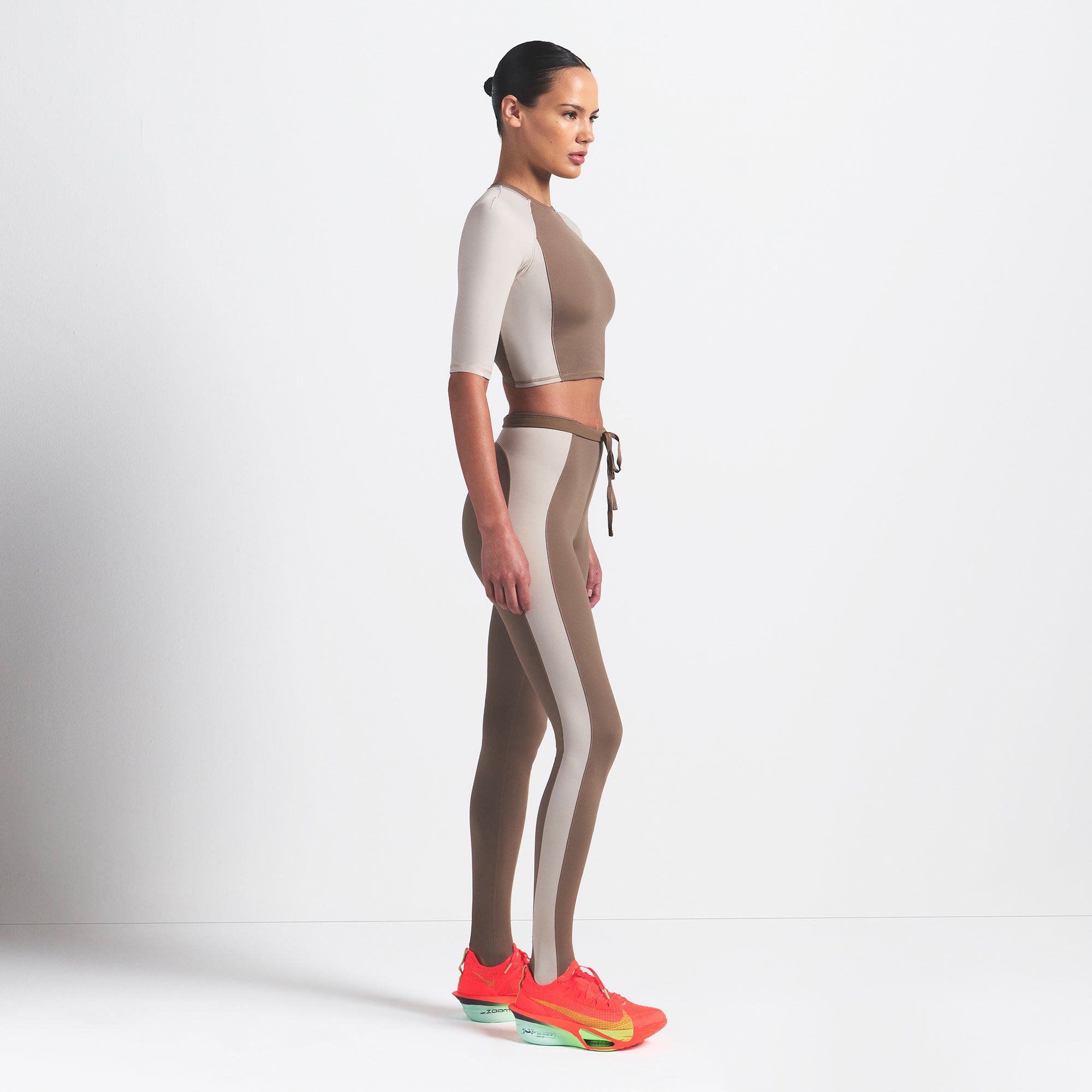 NikeSKIMS SHINE PADDED HALF SLEEVE CROP TOP | TRUFFLE AND STONE
