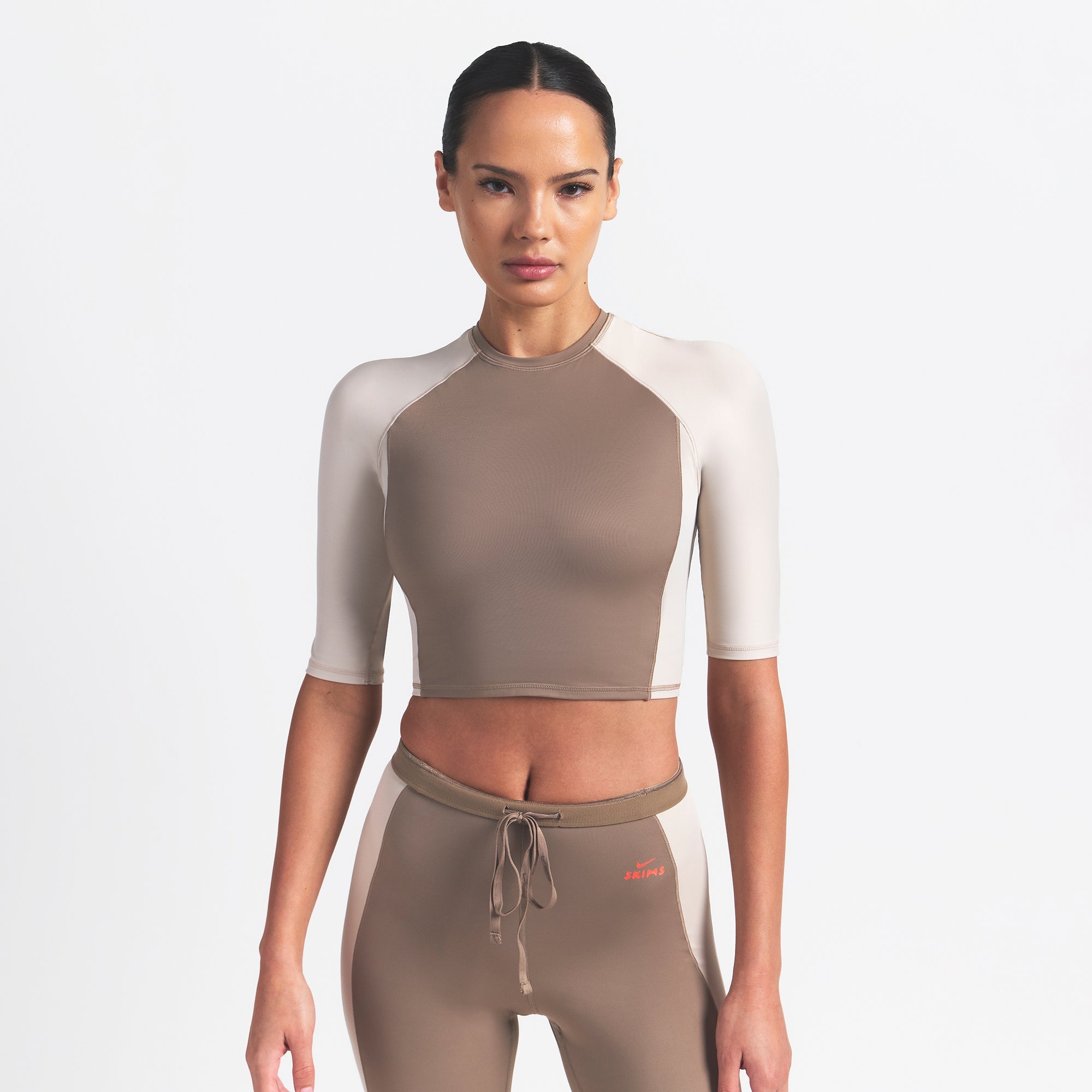 NikeSKIMS SHINE PADDED HALF SLEEVE CROP TOP | TRUFFLE AND STONE