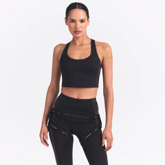 NikeSKIMS MATTE SHINE MIX RACERBACK BRA TOP | OBSIDIAN AND IGNEOUS