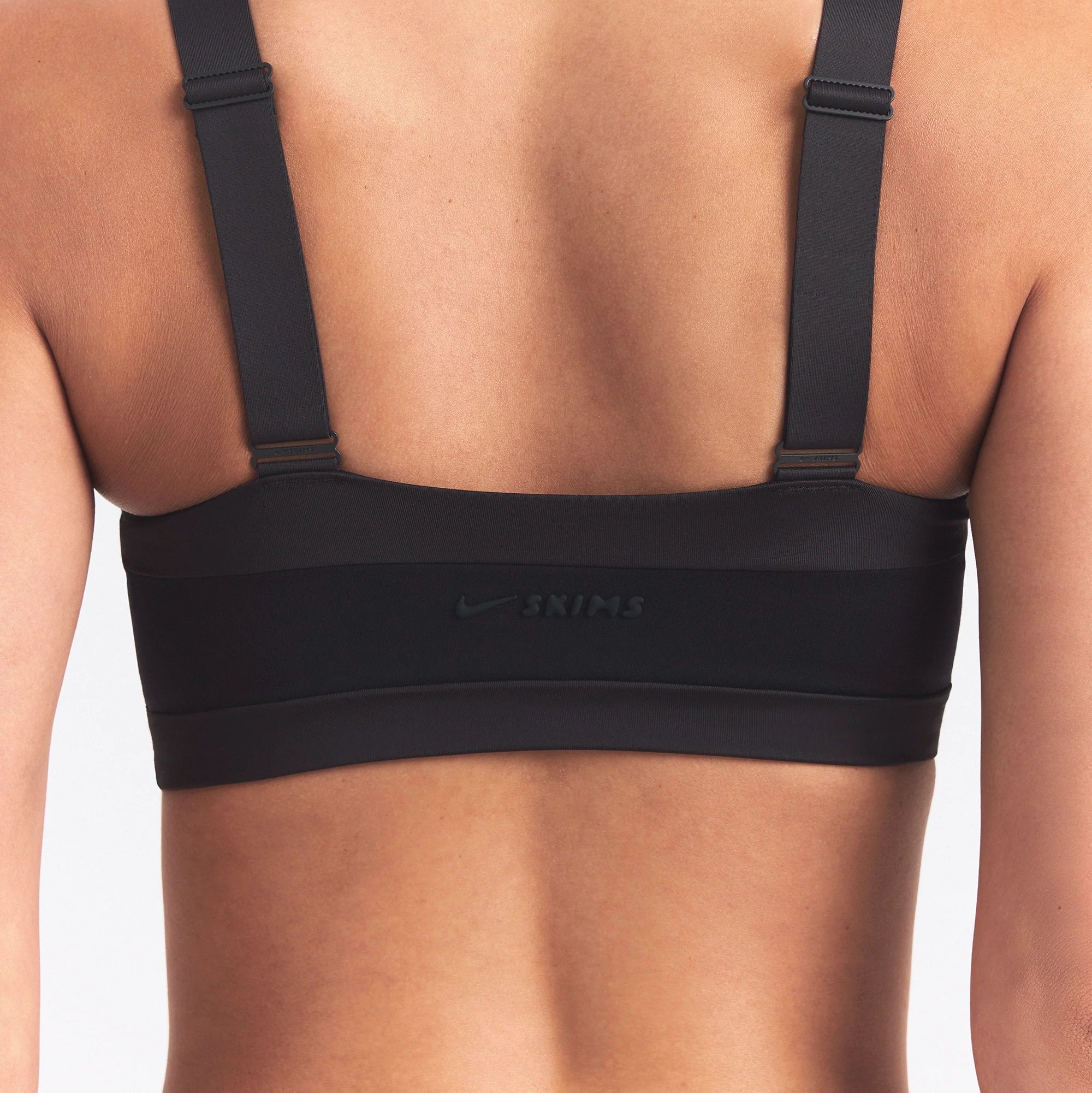 NikeSKIMS MATTE SHINE MIX STRAIGHT NECK BRA | OBSIDIAN AND IGNEOUS