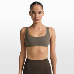 NikeSKIMS RIBBED SEAMLESS MICRO SCOOP BRA | DUSTY OAKMOSS