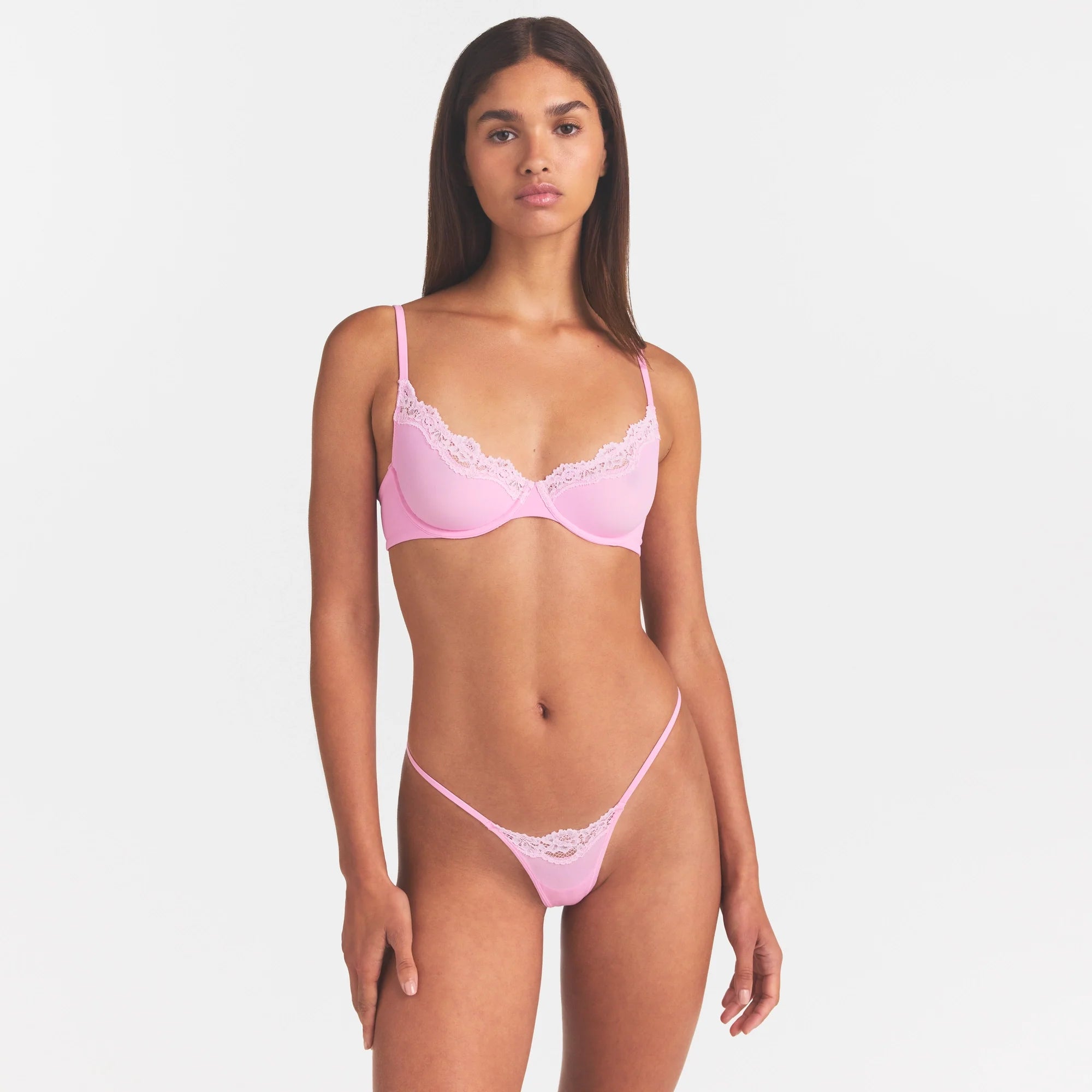 FITS EVERYBODY LACE UNLINED SCOOP BRA | BUBBLE GUM TONAL