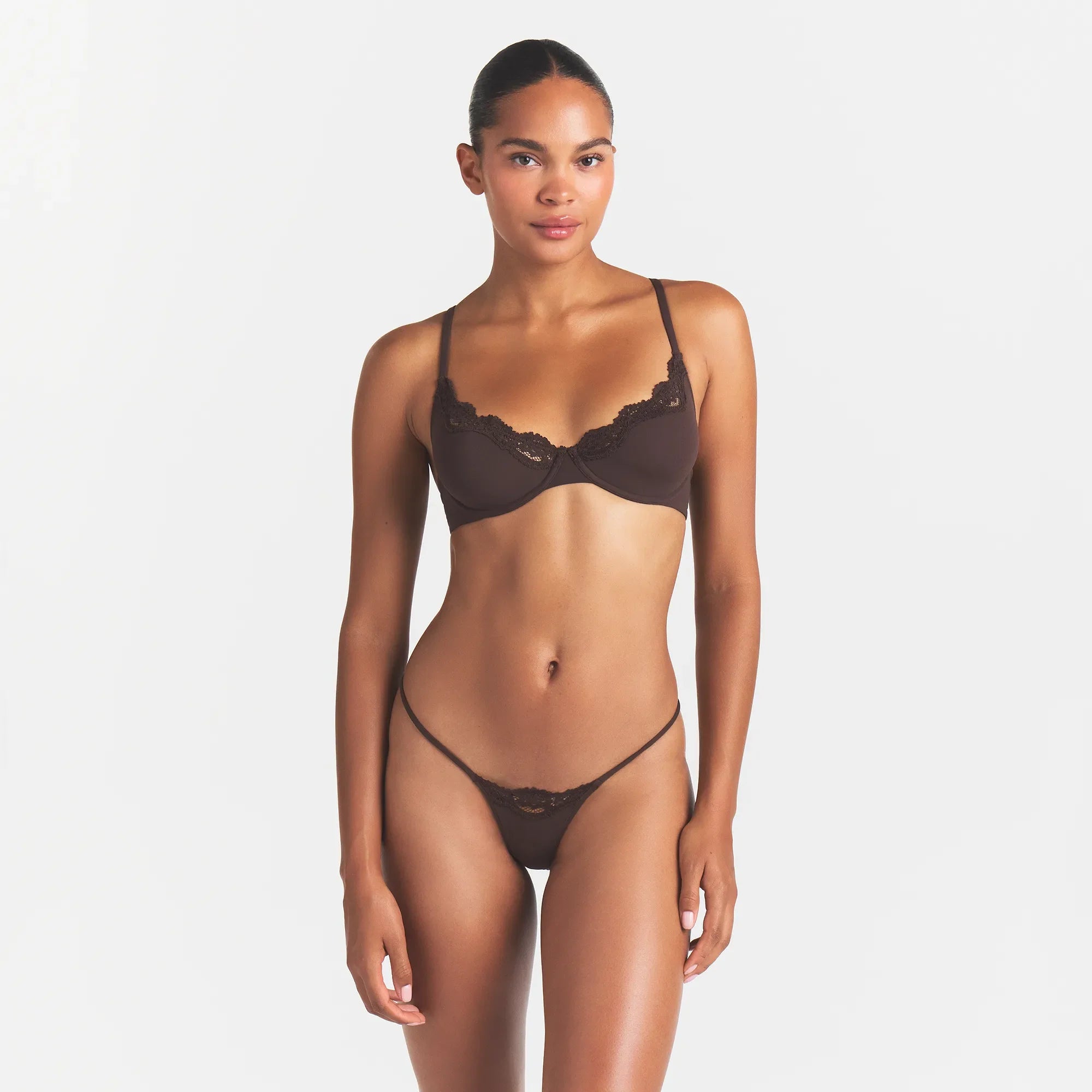 FITS EVERYBODY LACE UNLINED SCOOP BRA | ESPRESSO