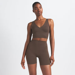 NikeSKIMS MATTE V-NECK BRA TOP | DARK SEPIA