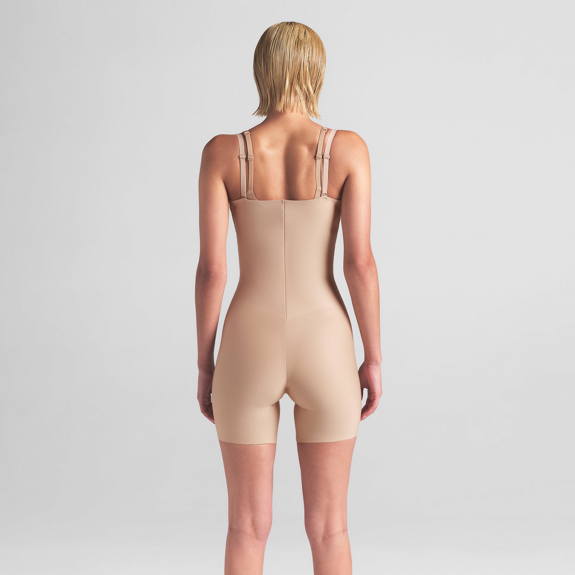 SKIMS BODY CORE SCULPT OPEN BUST MID THIGH BODYSUIT | CLAY