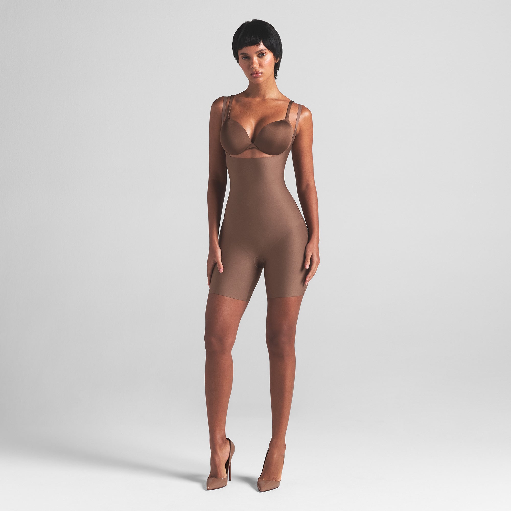 SKIMS BODY CORE SCULPT OPEN BUST MID THIGH BODYSUIT | JASPER