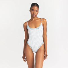 FITS EVERYBODY LACE CAMI BODYSUIT | SLATE PIN DOT PRINT