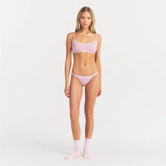 LIGHTWEIGHT COTTON LOGO PICOT STRING BIKINI | PEONY