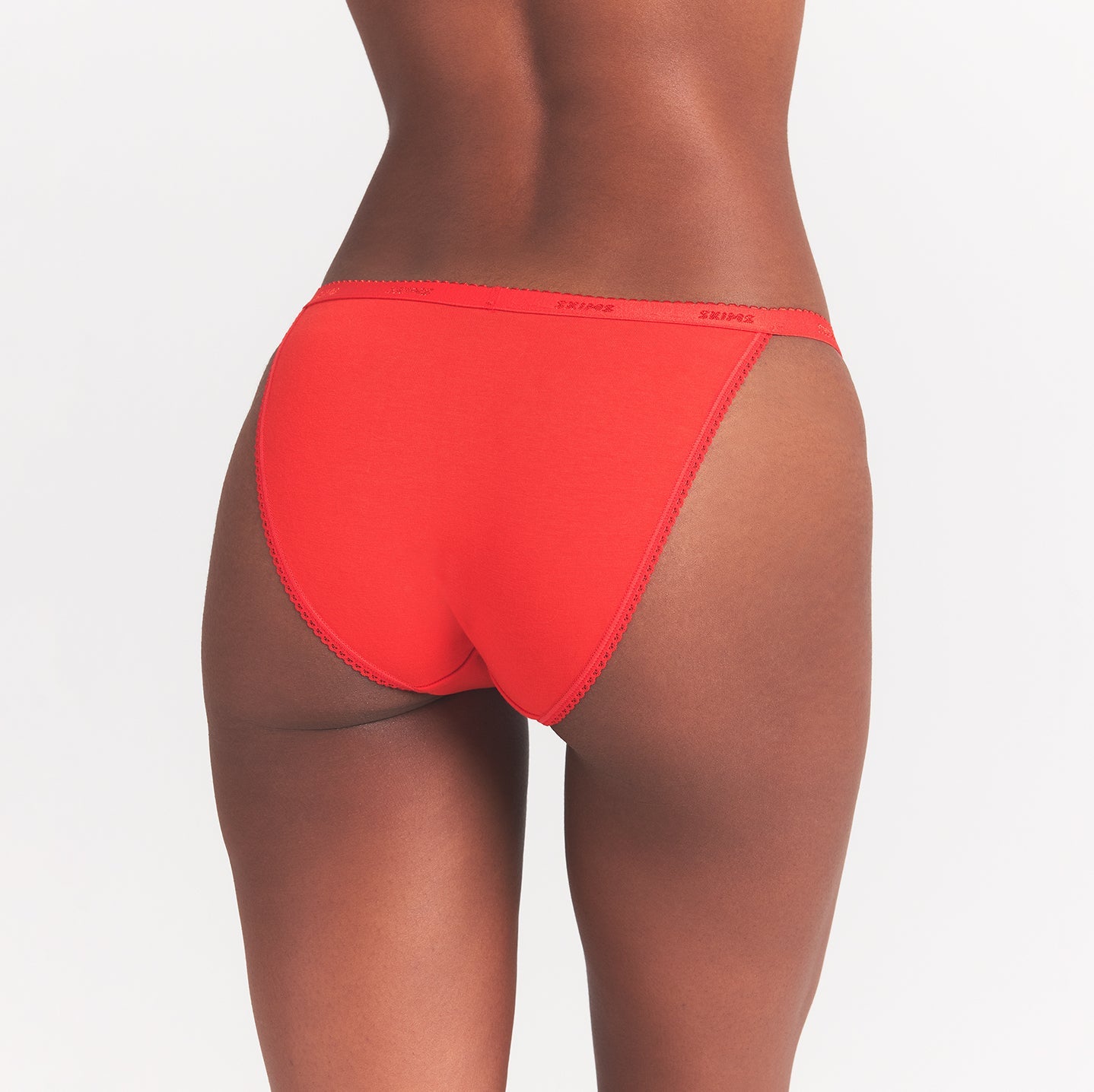 LIGHTWEIGHT COTTON LOGO PICOT STRING BIKINI | RUBY TONAL