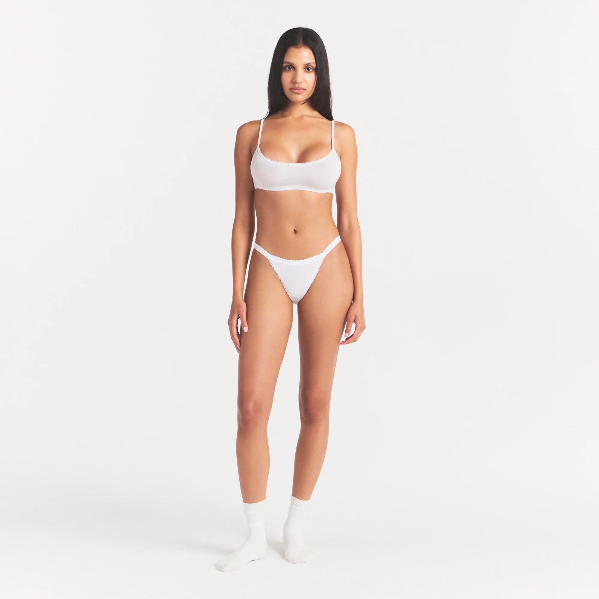 LIGHTWEIGHT COTTON LOGO PICOT STRING BIKINI | SNOW