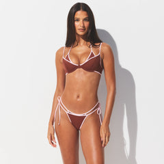 SIGNATURE SWIM LAYERED TIE SIDE BIKINI BOTTOM | HENNA CONTRAST