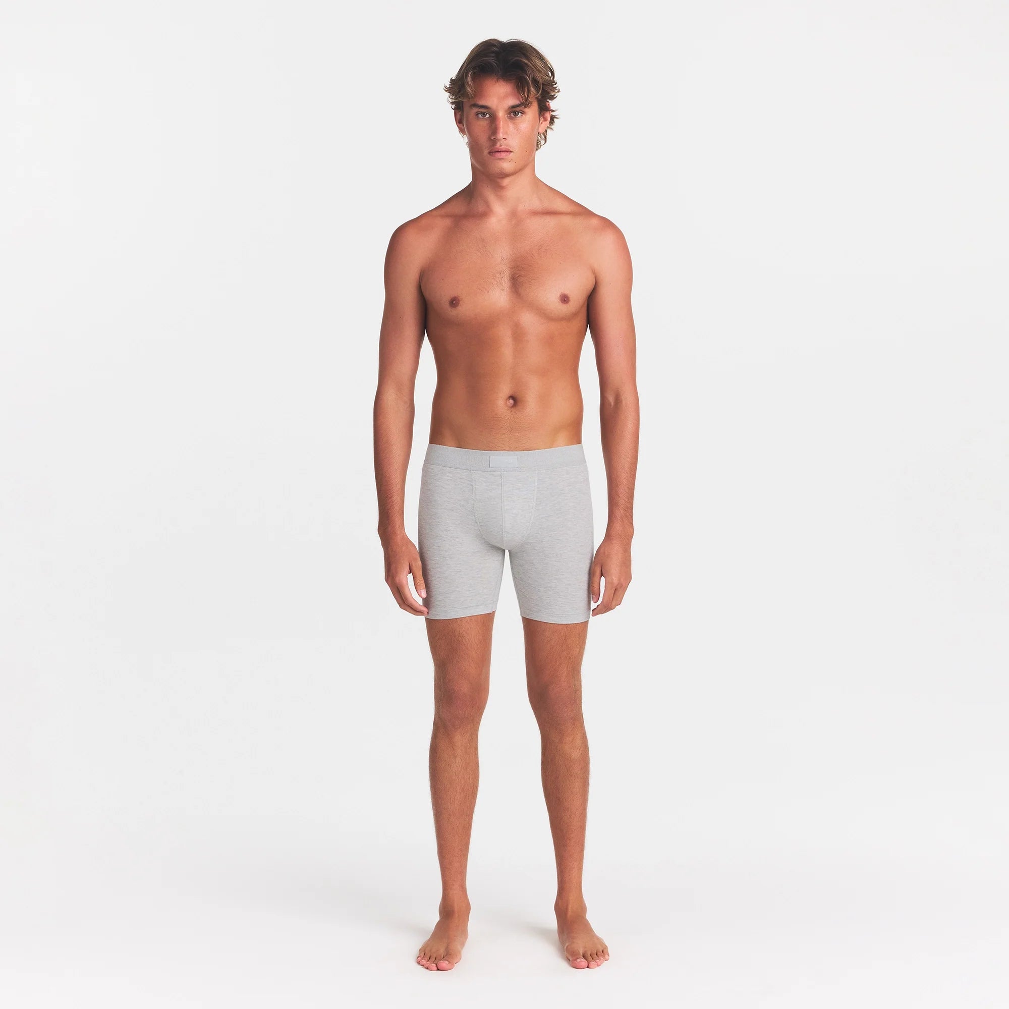 SKIMS COTTON MENS 5" BOXER BRIEF | LIGHT HEATHER GREY