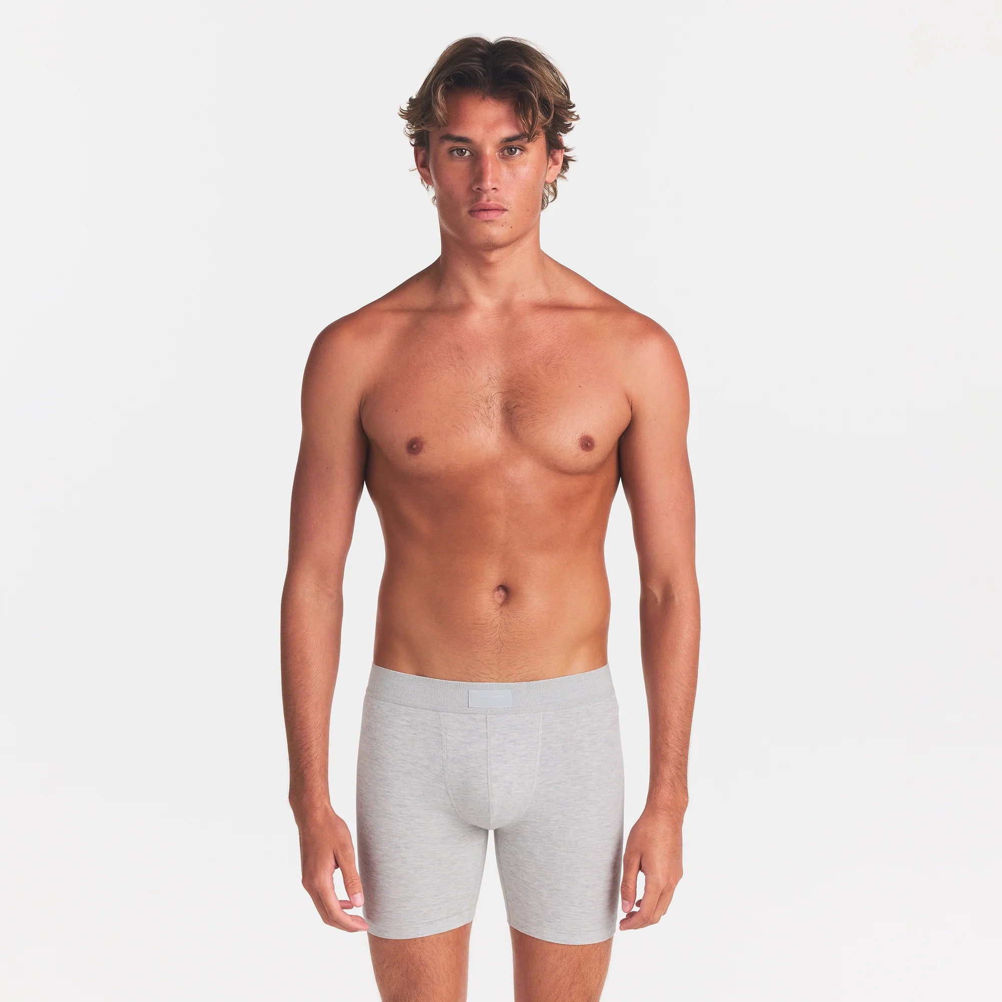 SKIMS COTTON MENS 5" BOXER BRIEF | LIGHT HEATHER GREY