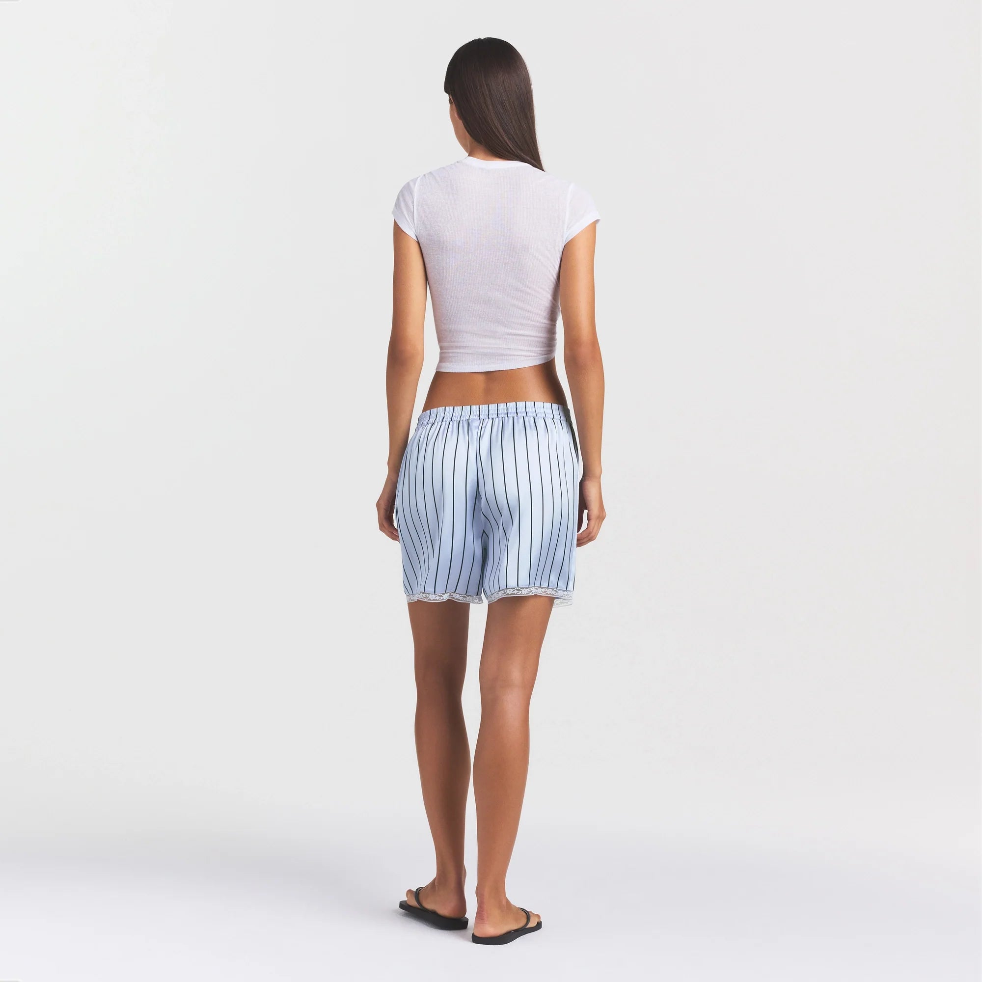 WOVEN SHINE LACE BOXER | PERIWINKLE WIDE STRIPE