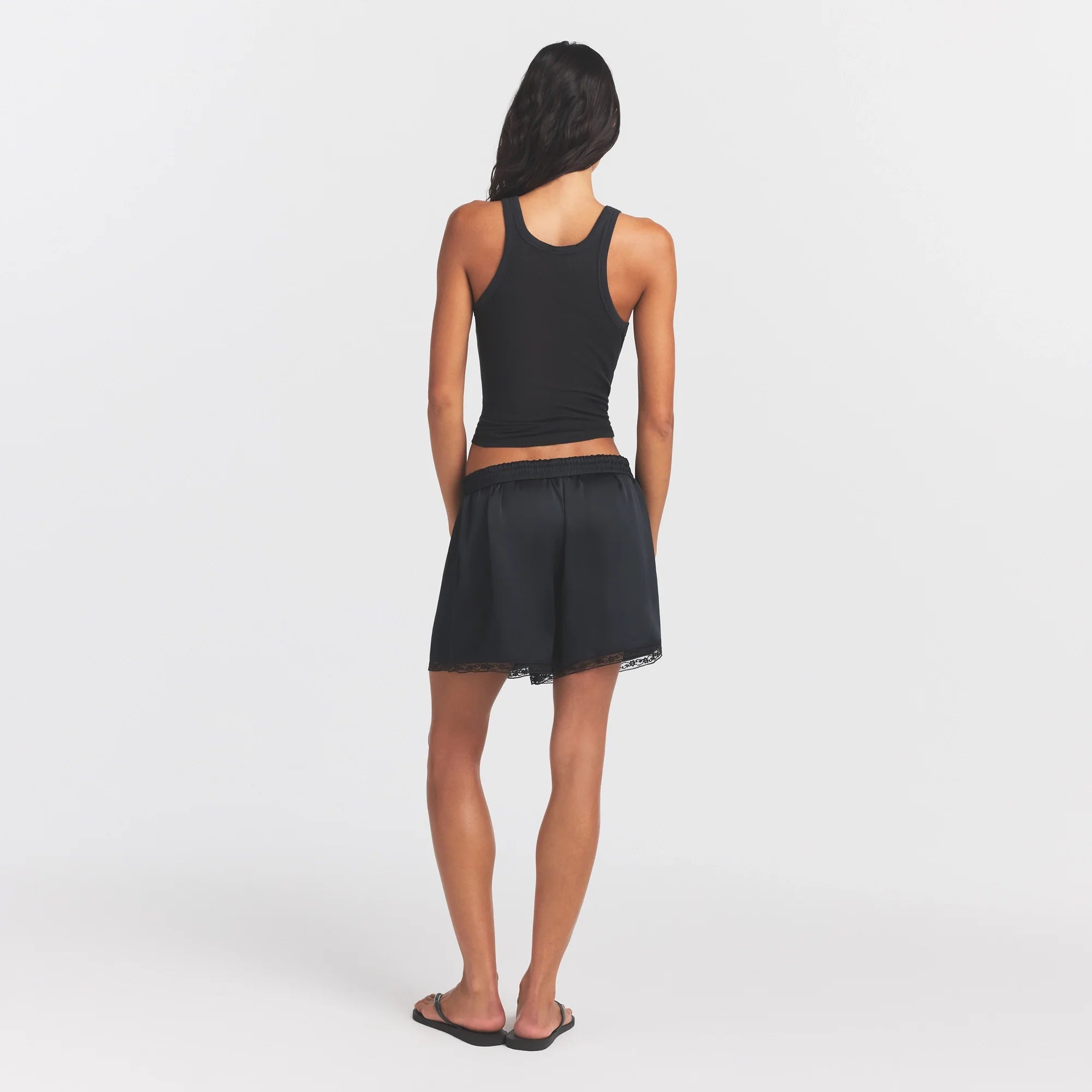 WOVEN SHINE LACE BOXER | ONYX