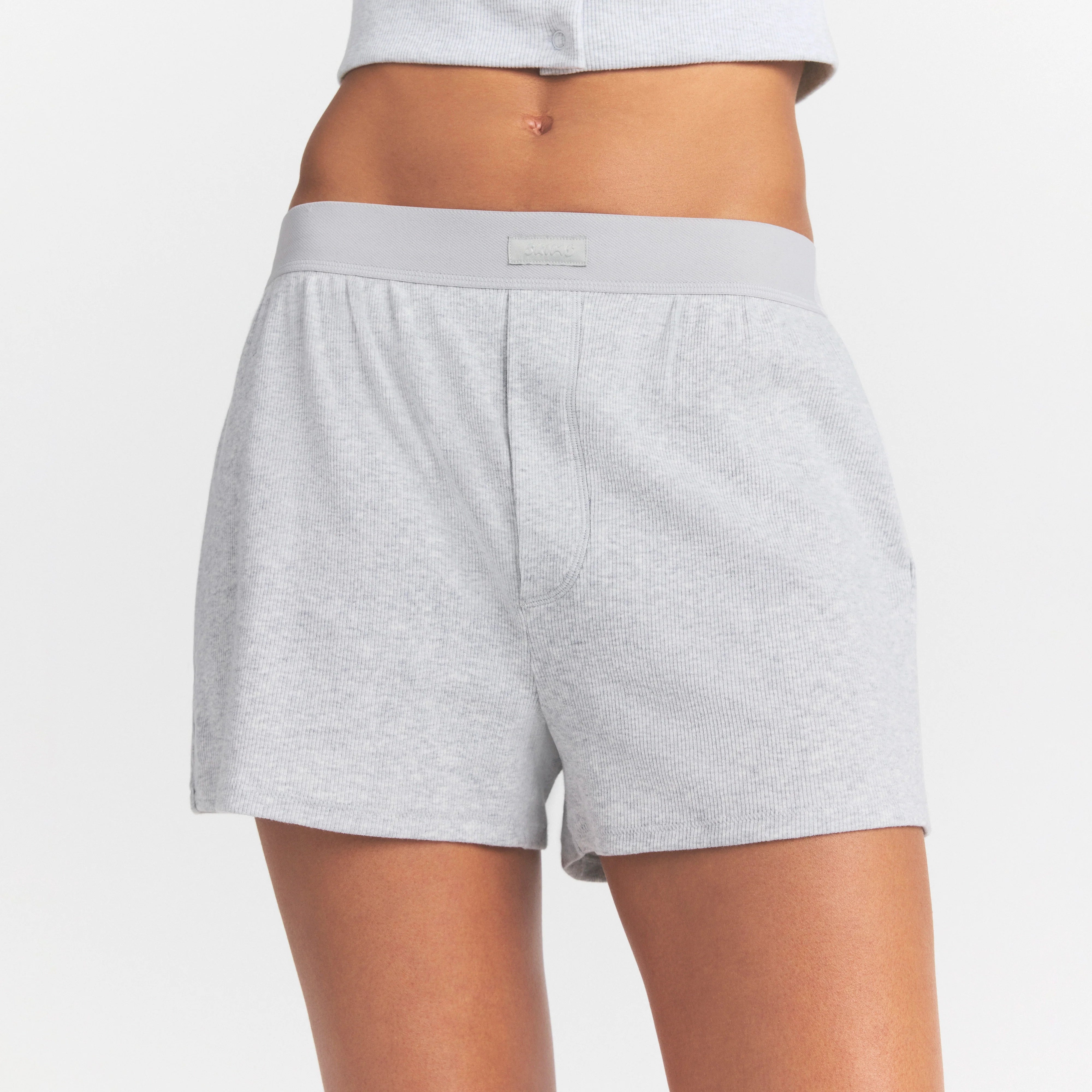 COTTON RIB LOOSE BOXER | LIGHT HEATHER GREY