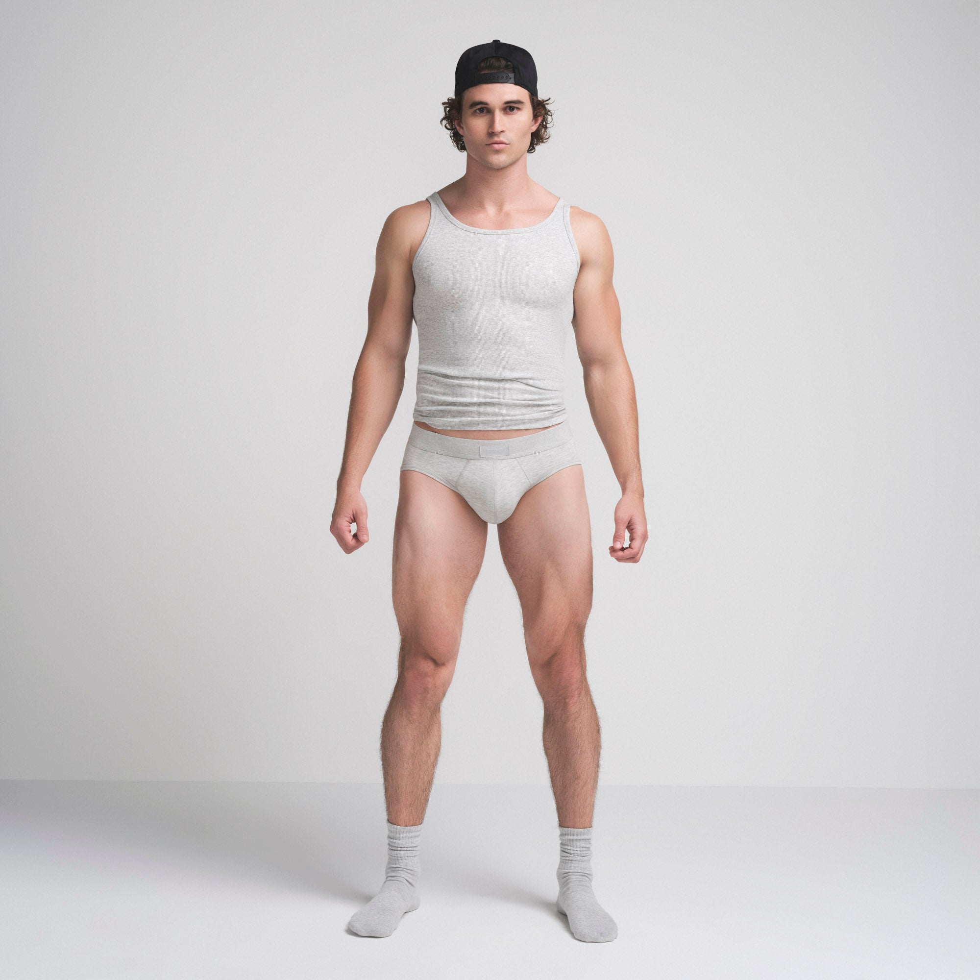 SKIMS COTTON MENS BRIEF | LIGHT HEATHER GREY
