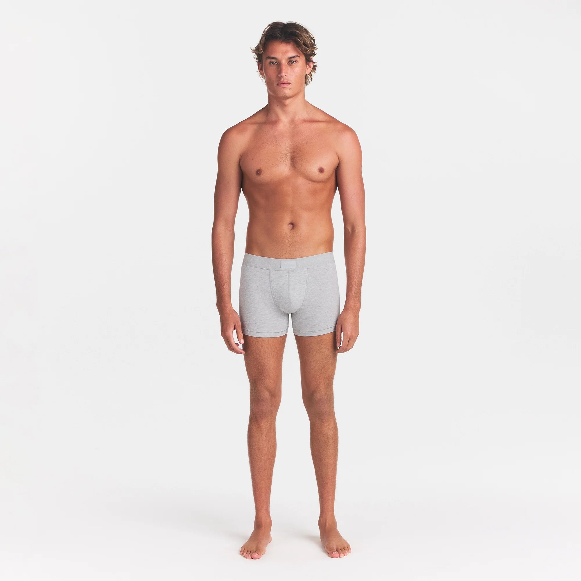 SKIMS COTTON MENS 3" BOXER BRIEF | LIGHT HEATHER GREY