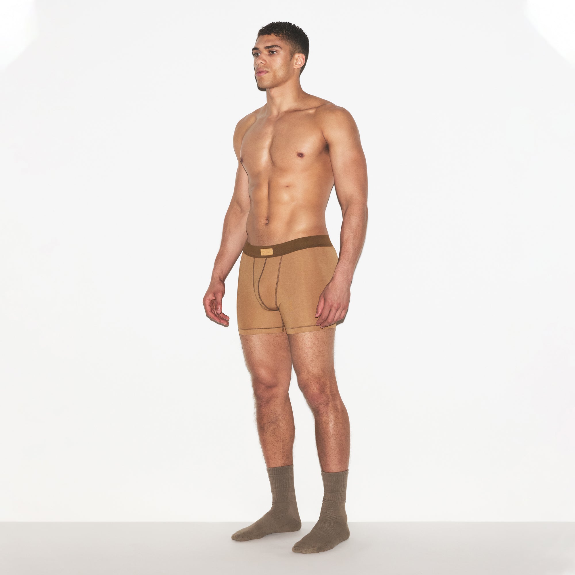 SKIMS COTTON MENS 3" BOXER BRIEF | RUSSET