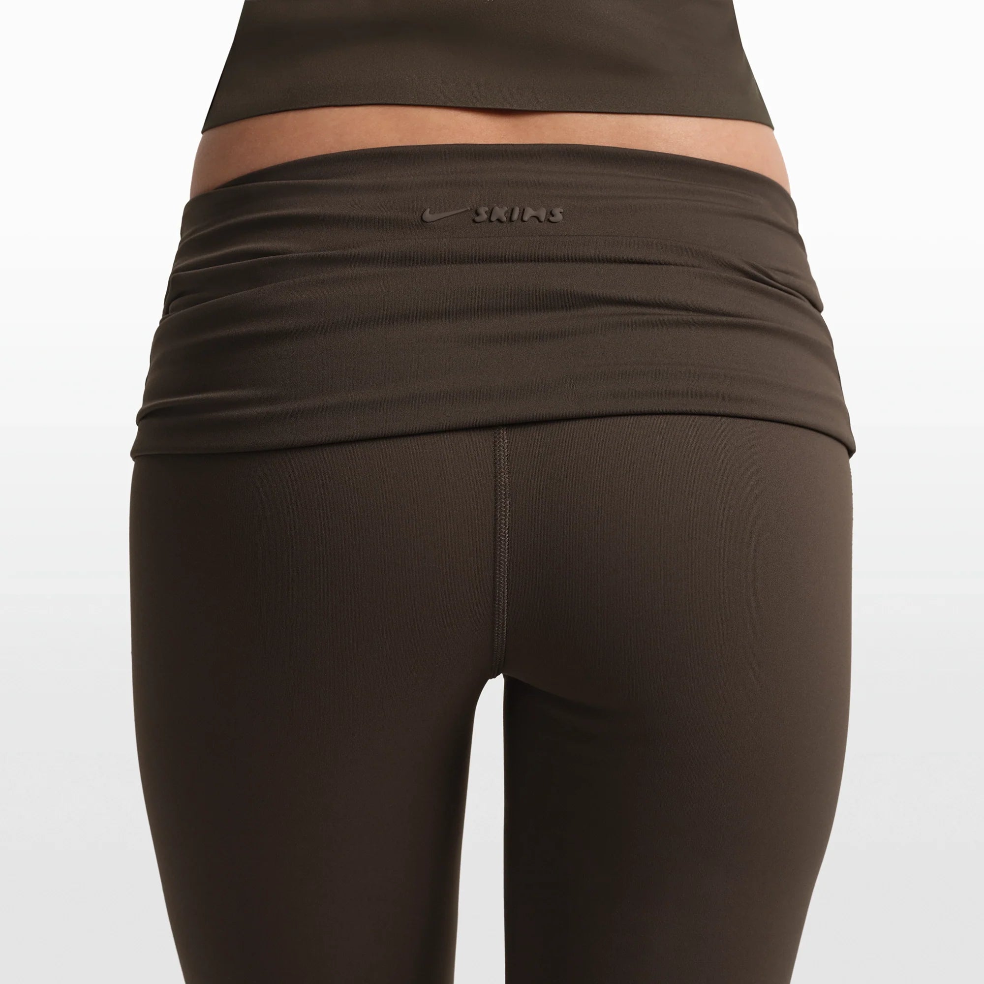 NikeSKIMS MATTE FOLDOVER SLIM FLARE LEGGING | DARK SEPIA