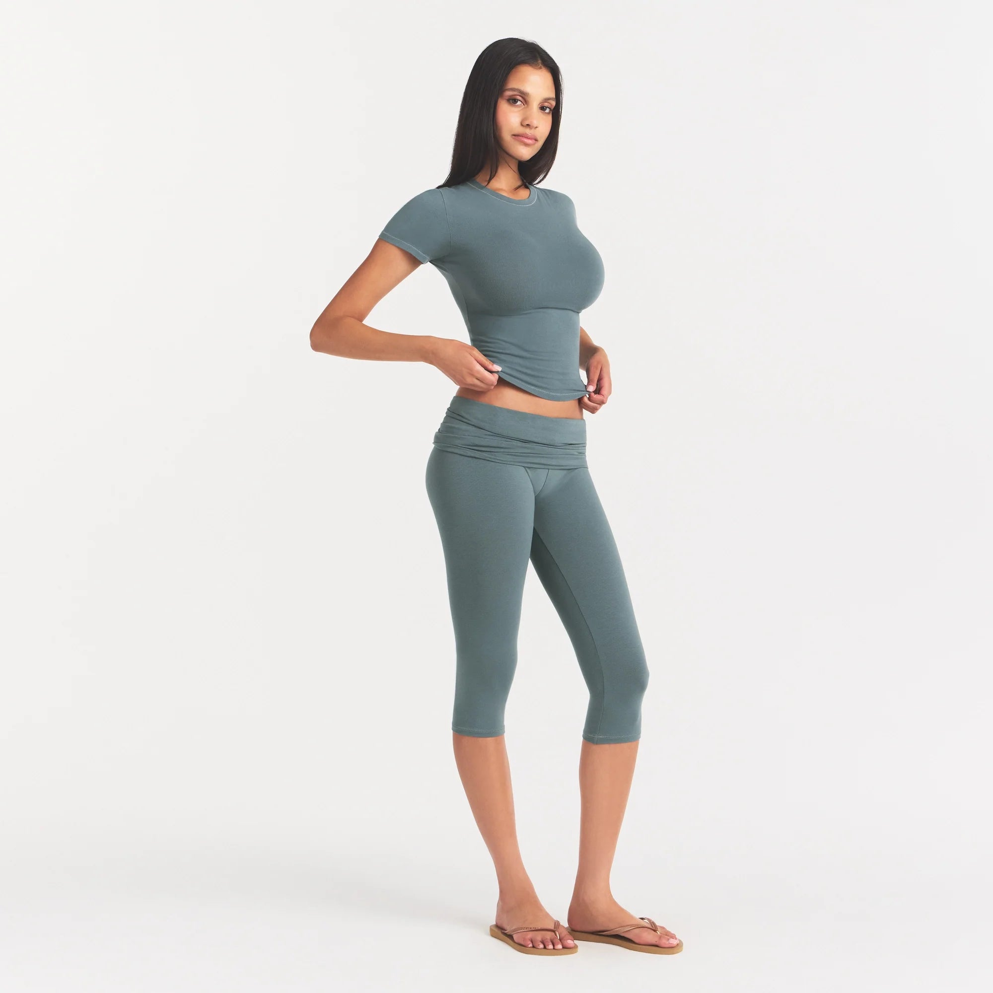 COTTON JERSEY FOLDOVER CAPRI | KYANITE