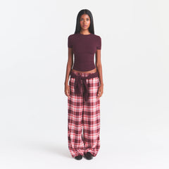 FLANNEL SLEEP OVERSIZED PANT | ULTRA PINK SANGRIA PLAID