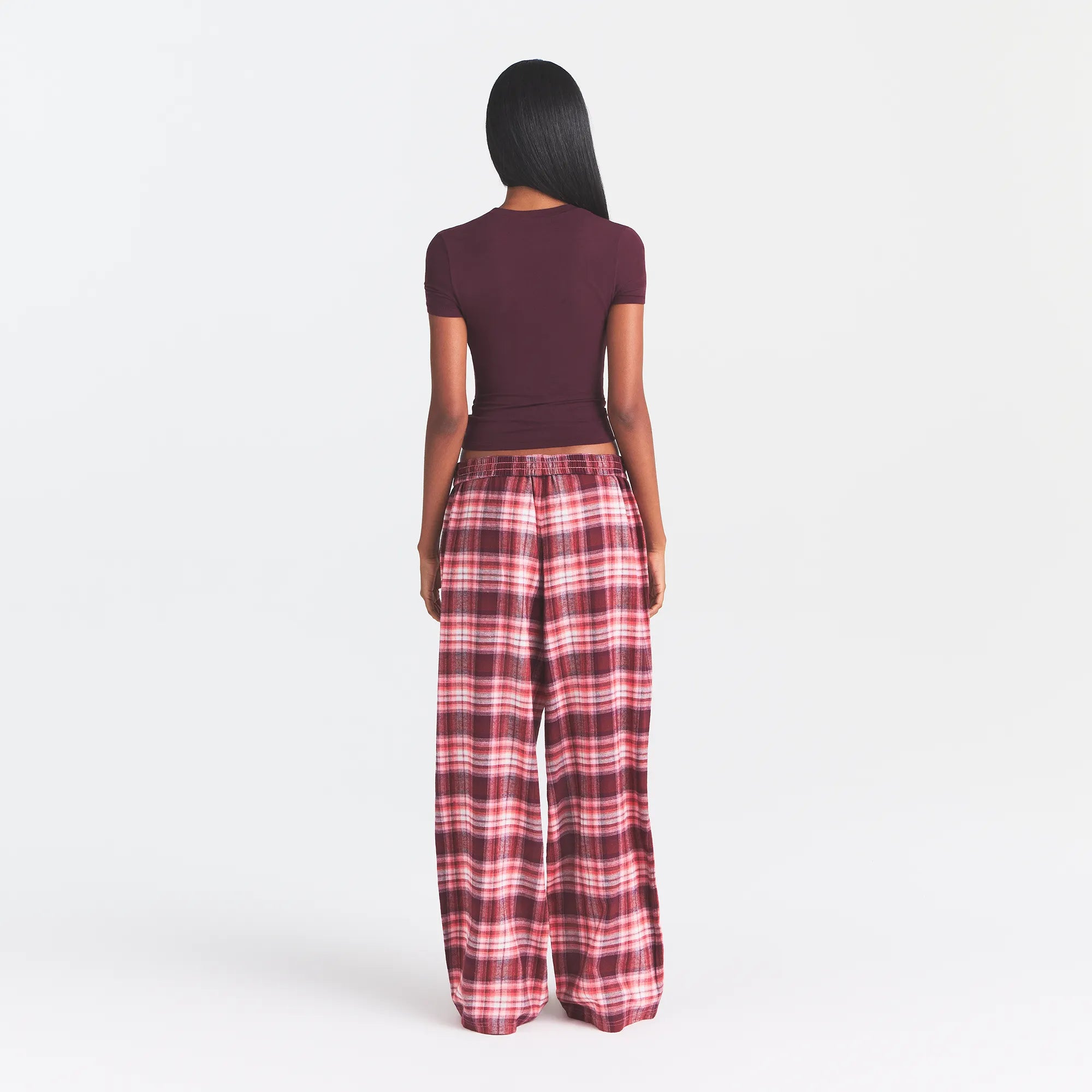 FLANNEL SLEEP OVERSIZED PANT | ULTRA PINK SANGRIA PLAID
