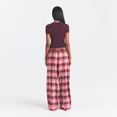 FLANNEL SLEEP OVERSIZED PANT | ULTRA PINK SANGRIA PLAID