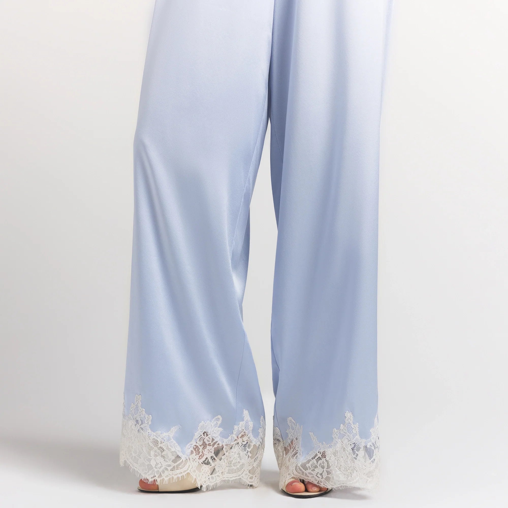 SILK LACE STRAIGHT LEG PANT | PERIWINKLE CONTRAST