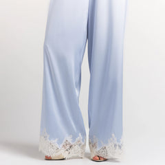 SILK LACE STRAIGHT LEG PANT | PERIWINKLE CONTRAST