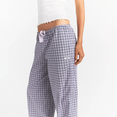 COTTON POPLIN SLEEP OVERSIZED PANT | IRIS MICA NAVY CHECK