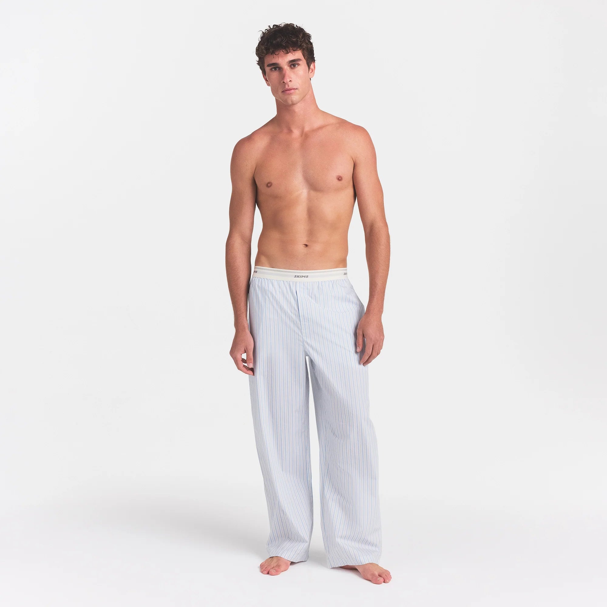 COTTON POPLIN MENS LOGO BAND SLEEP PANT | PLATINUM DOUBLE STRIPE