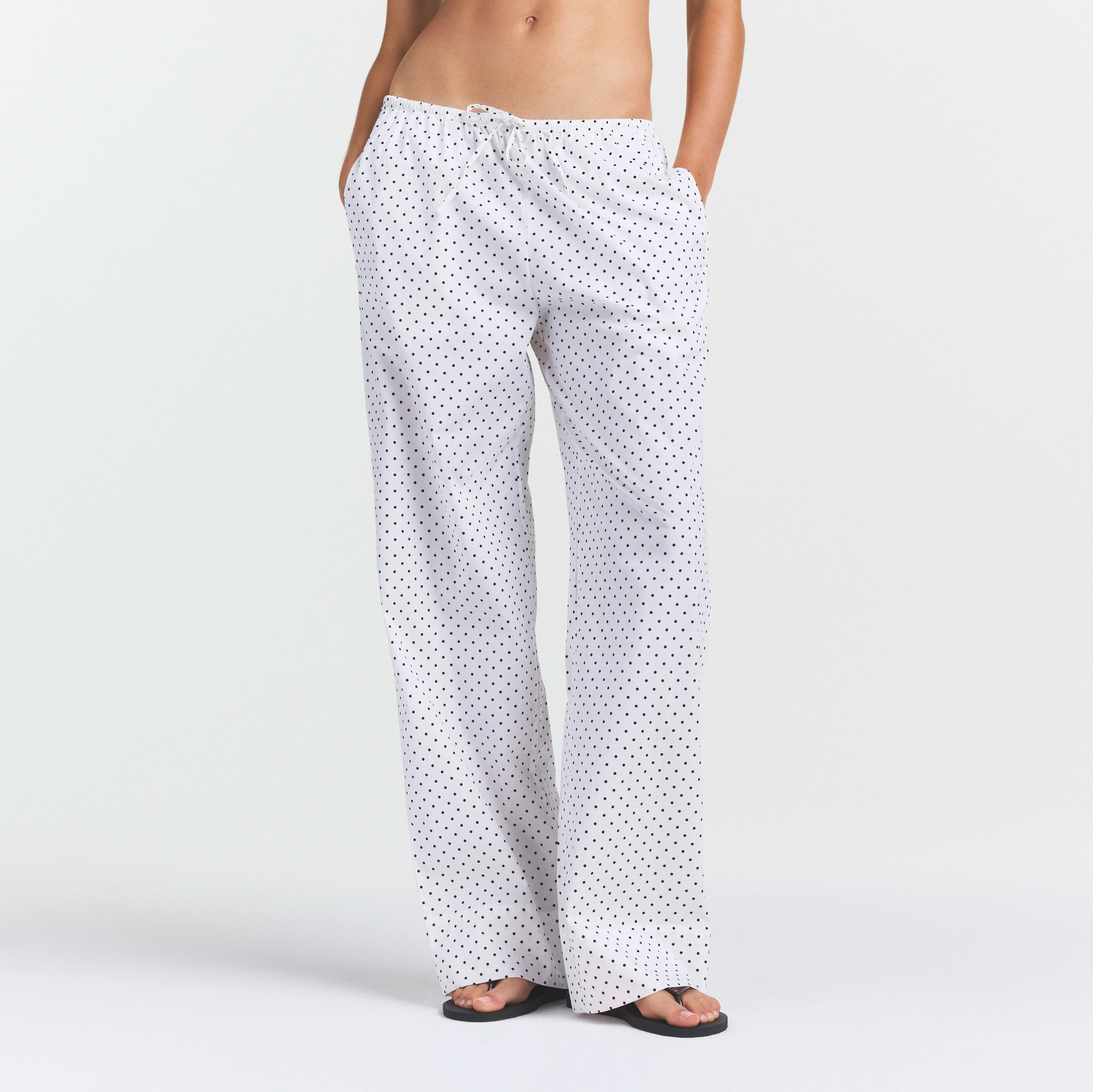 COTTON POPLIN SLEEP STRAIGHT LEG PANT | ONYX DOT PRINT