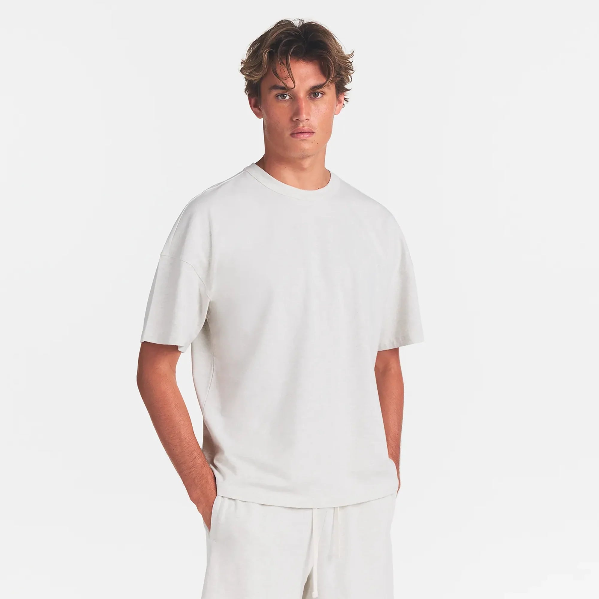 JERSEY LOUNGE MENS RELAXED SHORT | CHALK HEATHER