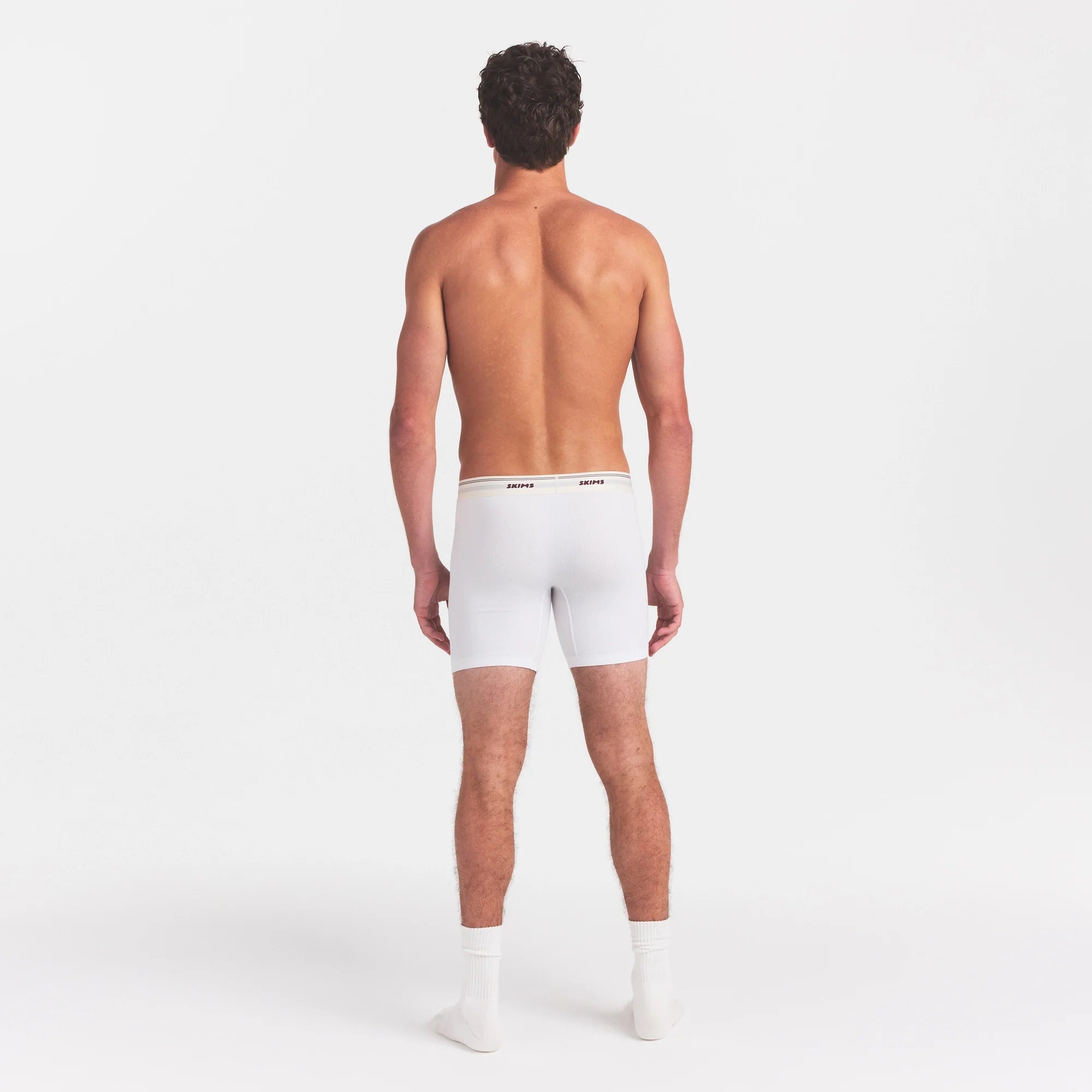 SKIMS COTTON RIB MENS 5" BOXER BRIEF | CHALK