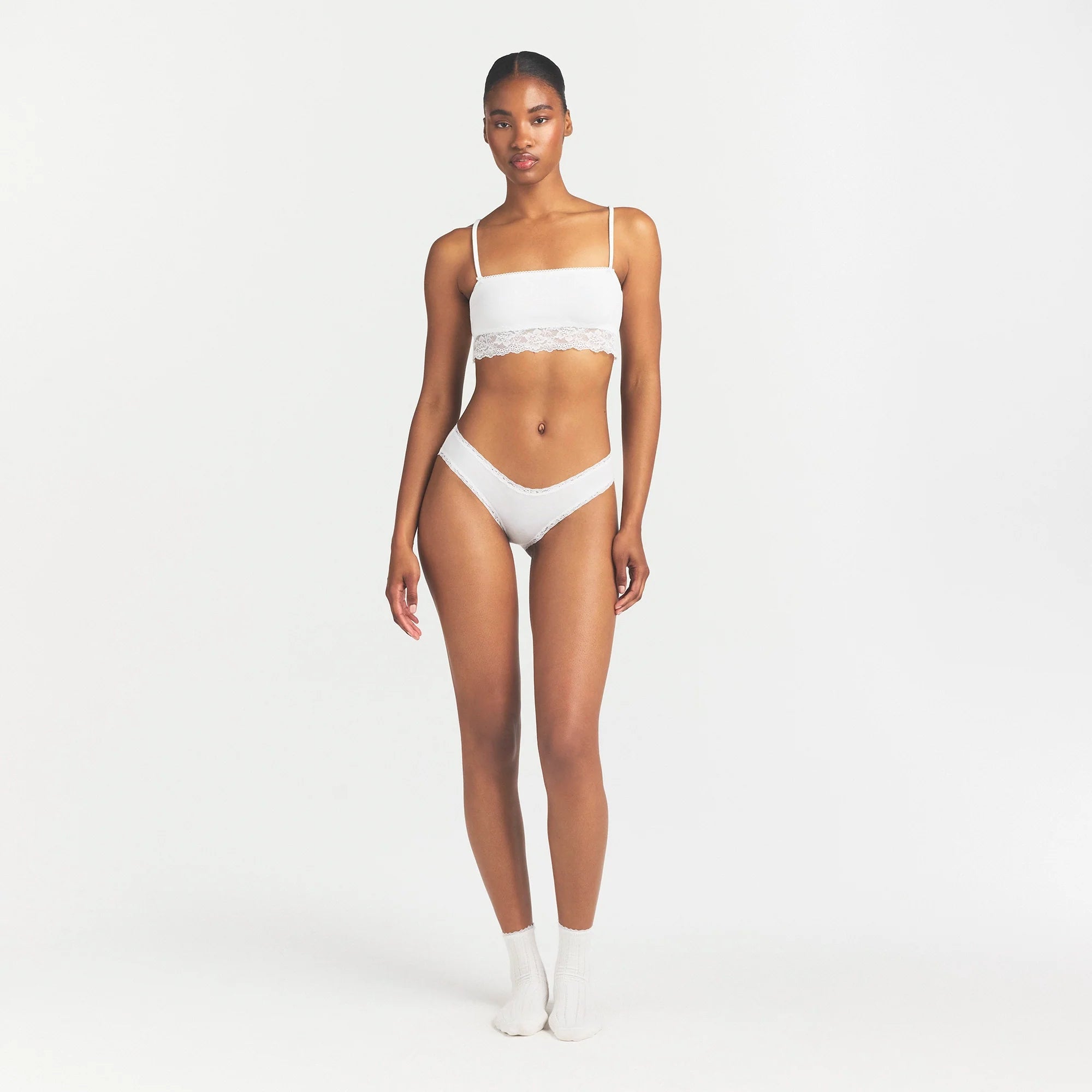 LIGHTWEIGHT COTTON LACE BRIEF | SNOW