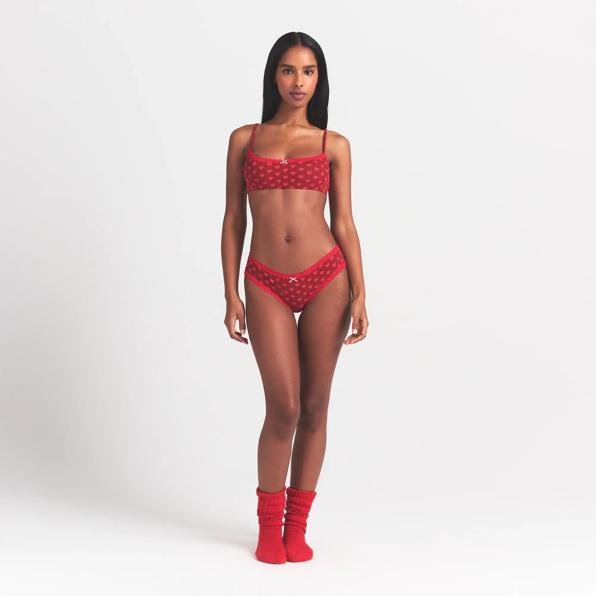 LIGHTWEIGHT COTTON POINTELLE LACE BRIEF | BRICK HEART HALFDROP