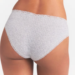 LIGHTWEIGHT COTTON POINTELLE LACE BRIEF | LIGHT HEATHER GREY