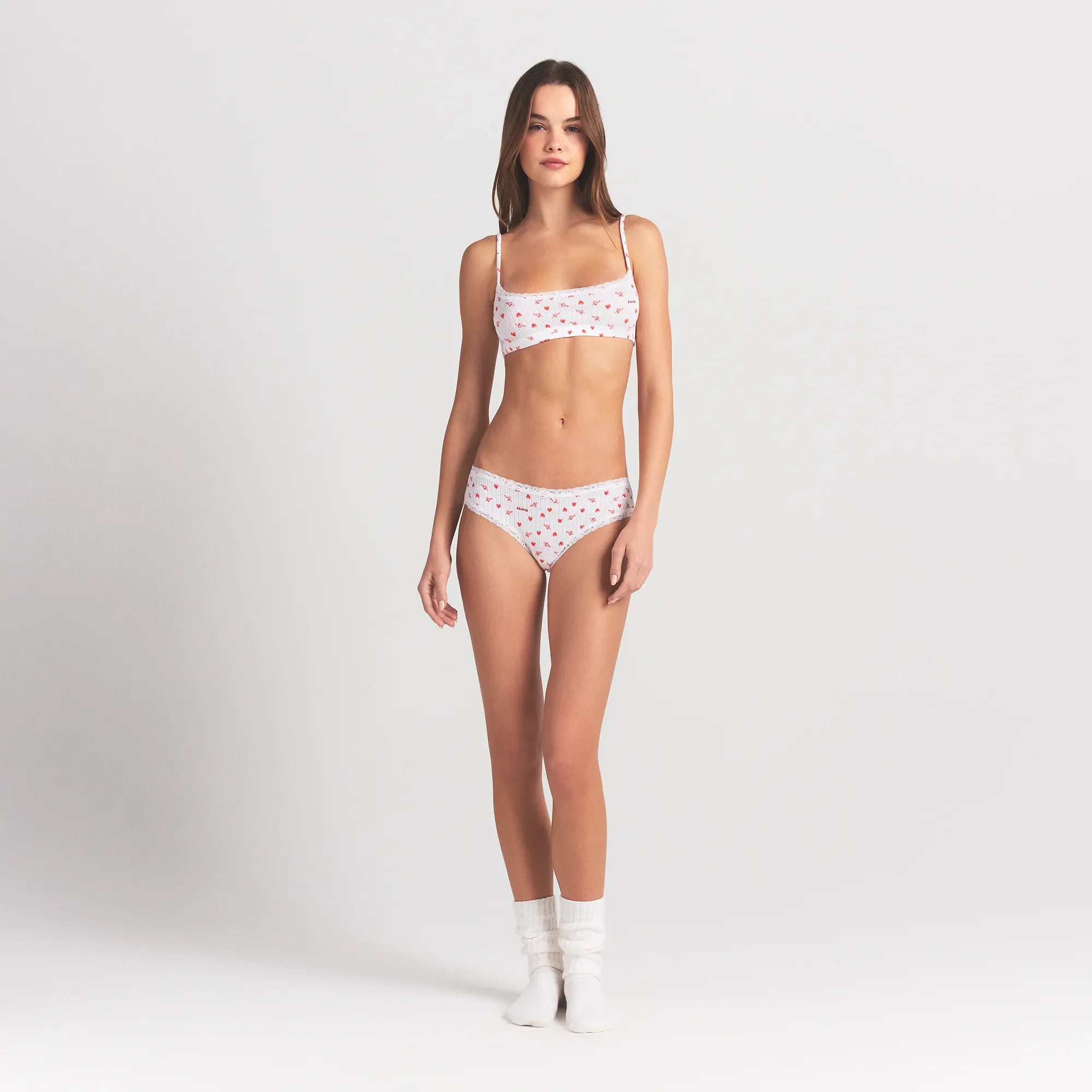 LIGHTWEIGHT COTTON POINTELLE LACE BRIEF | SNOW ARROWED HEARTS