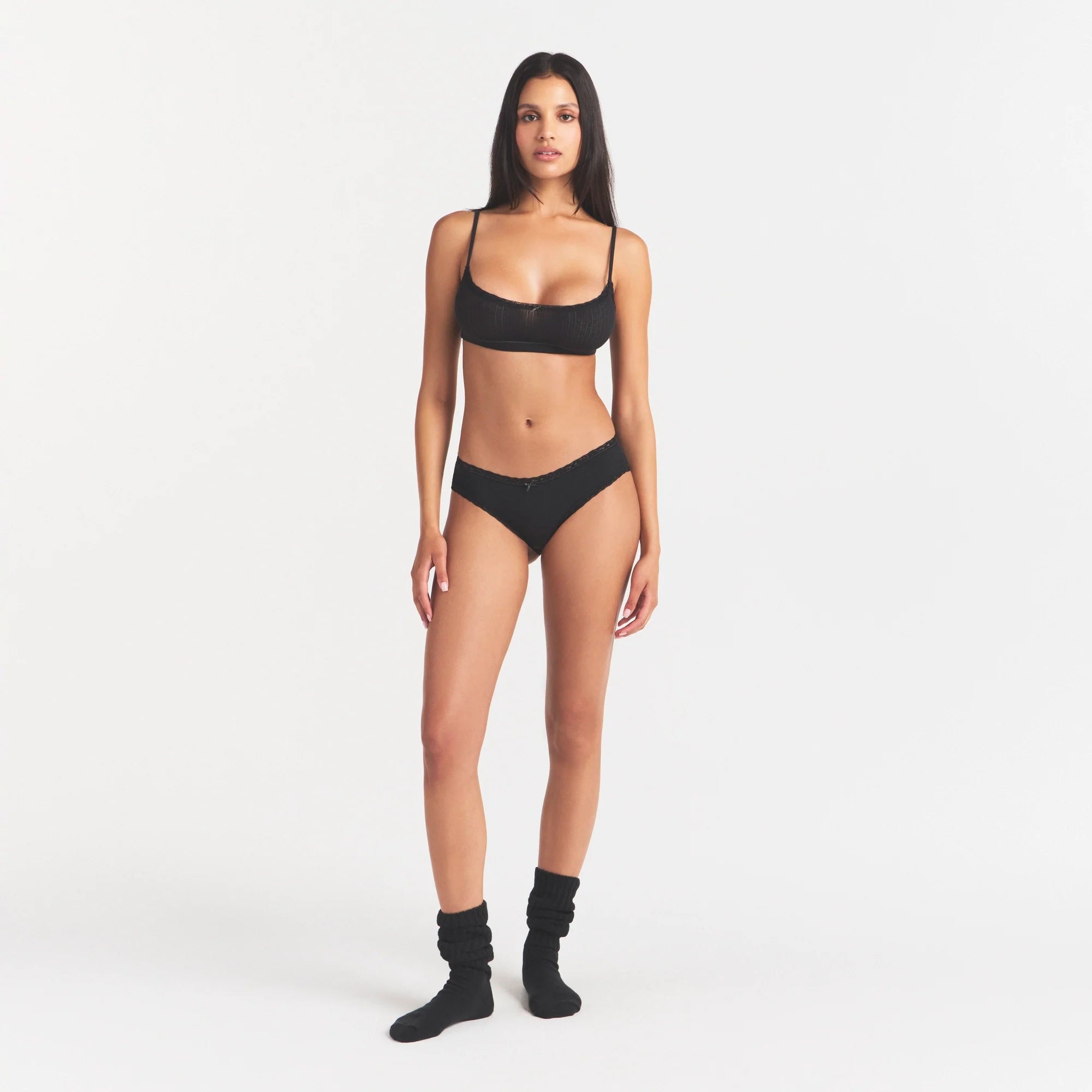 LIGHTWEIGHT COTTON POINTELLE LACE BRIEF | SOOT TONAL
