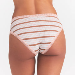 LIGHTWEIGHT COTTON POINTELLE LACE BRIEF | VILLA EGRET RUNWAY STRIPE
