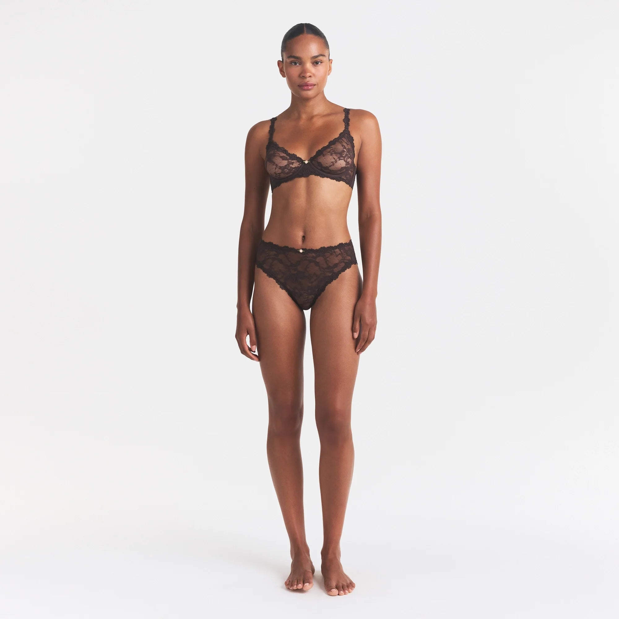 STRETCH LACE BRIEF | ESPRESSO