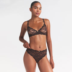 STRETCH LACE BRIEF | ESPRESSO
