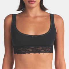 LIGHTWEIGHT COTTON LACE SCOOP BRALETTE | SOOT TONAL